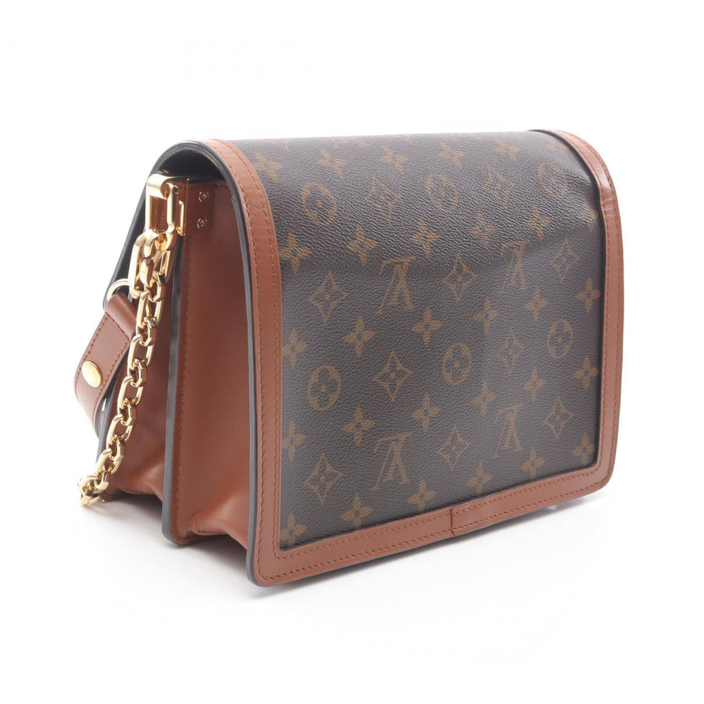 Louis Vuitton Beige Brown Coated Canvas Leather Shoulder Bag