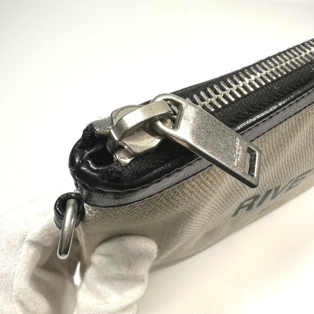 Saint Laurent Black Gray Coated Canvas Leather Clutch Bag Pouch (Pre-Owned)