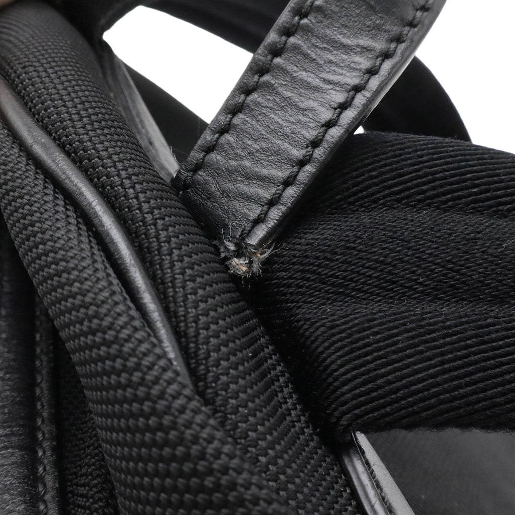 Gucci Black Green Red Color Canvas Leather Backpack (Pre-Owned)