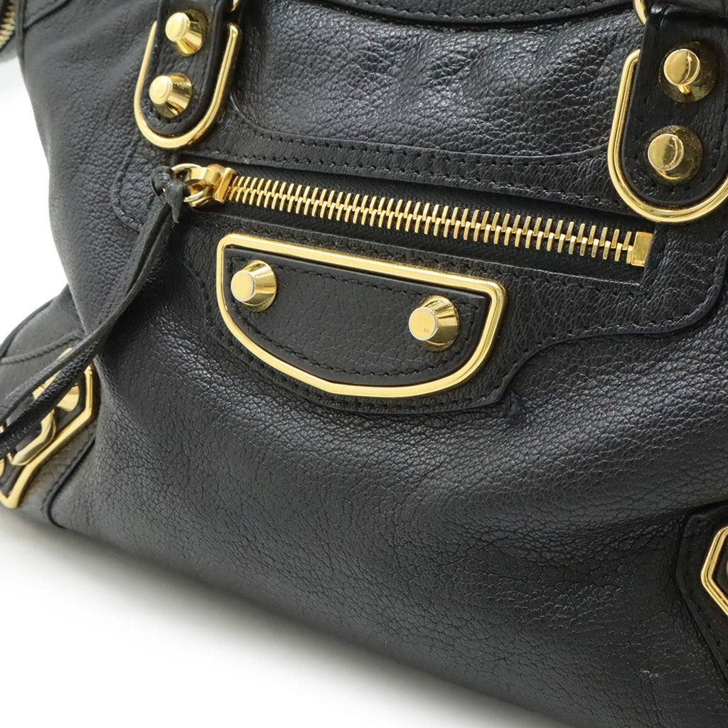 Balenciaga Black Leather Handbag Shoulder