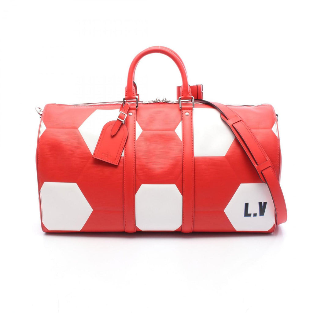 Louis Vuitton Red Color White Leather Boston Bag