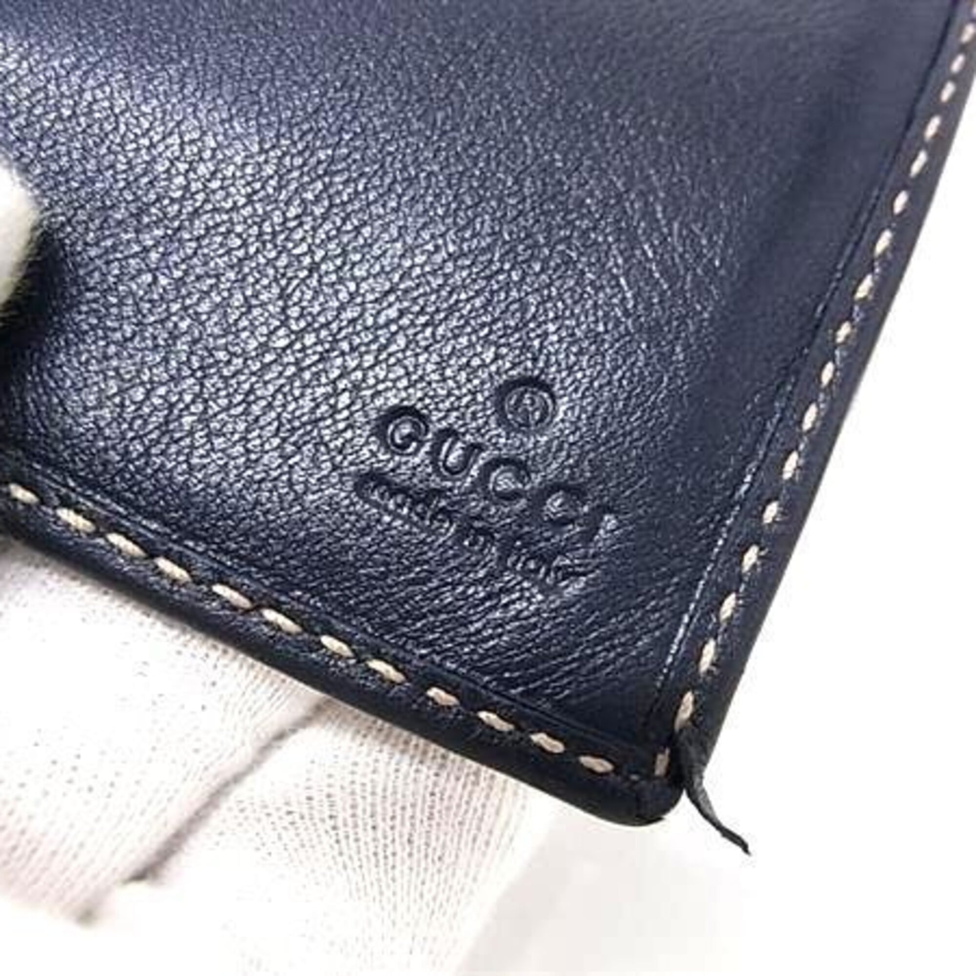 Gucci Brown Navy Gg Supreme Leather Long Wallet (Bi-Fold) (Pre-Owned)