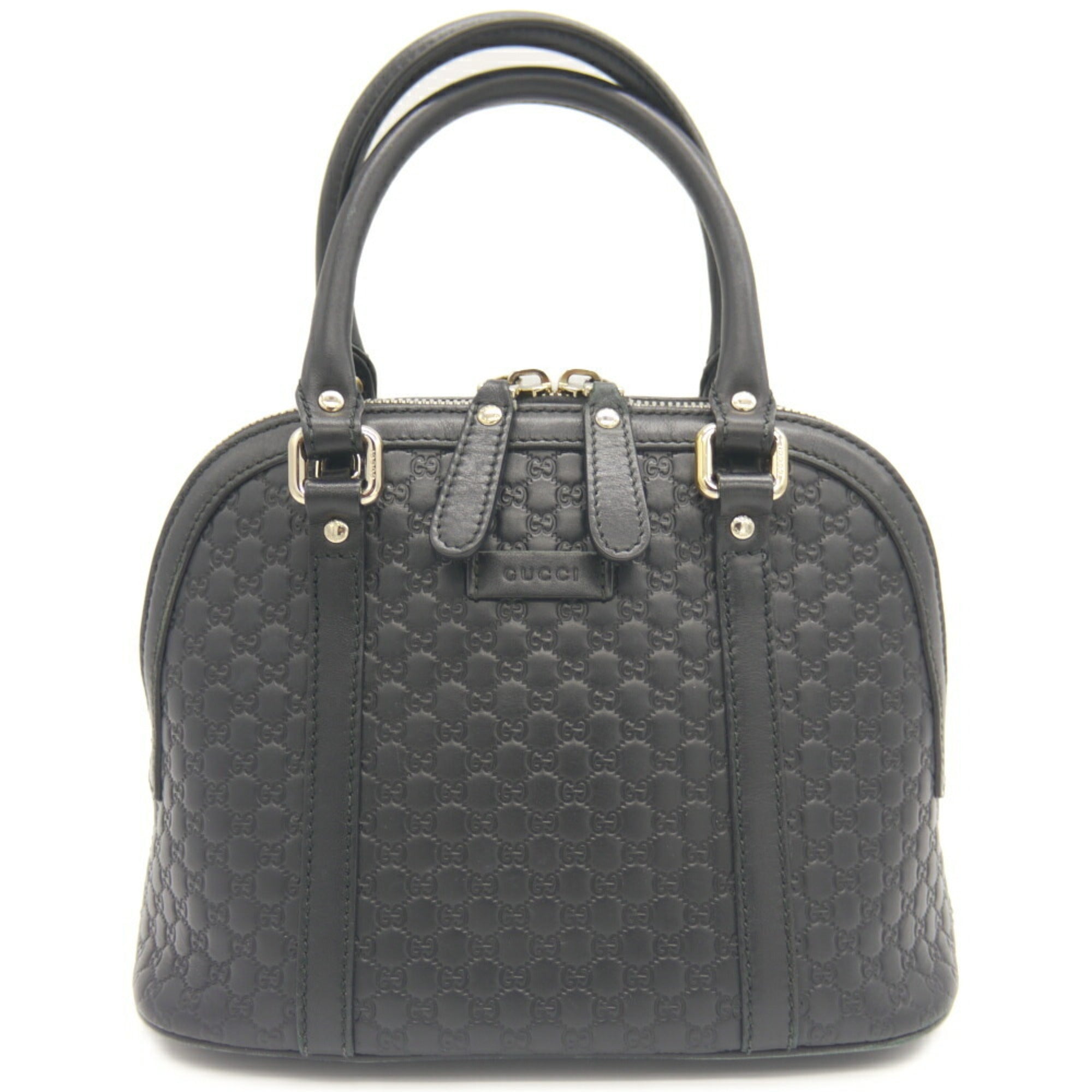 Gucci Black Micro Gg Leather Handbag Shoulder Bag (Pre-Owned)