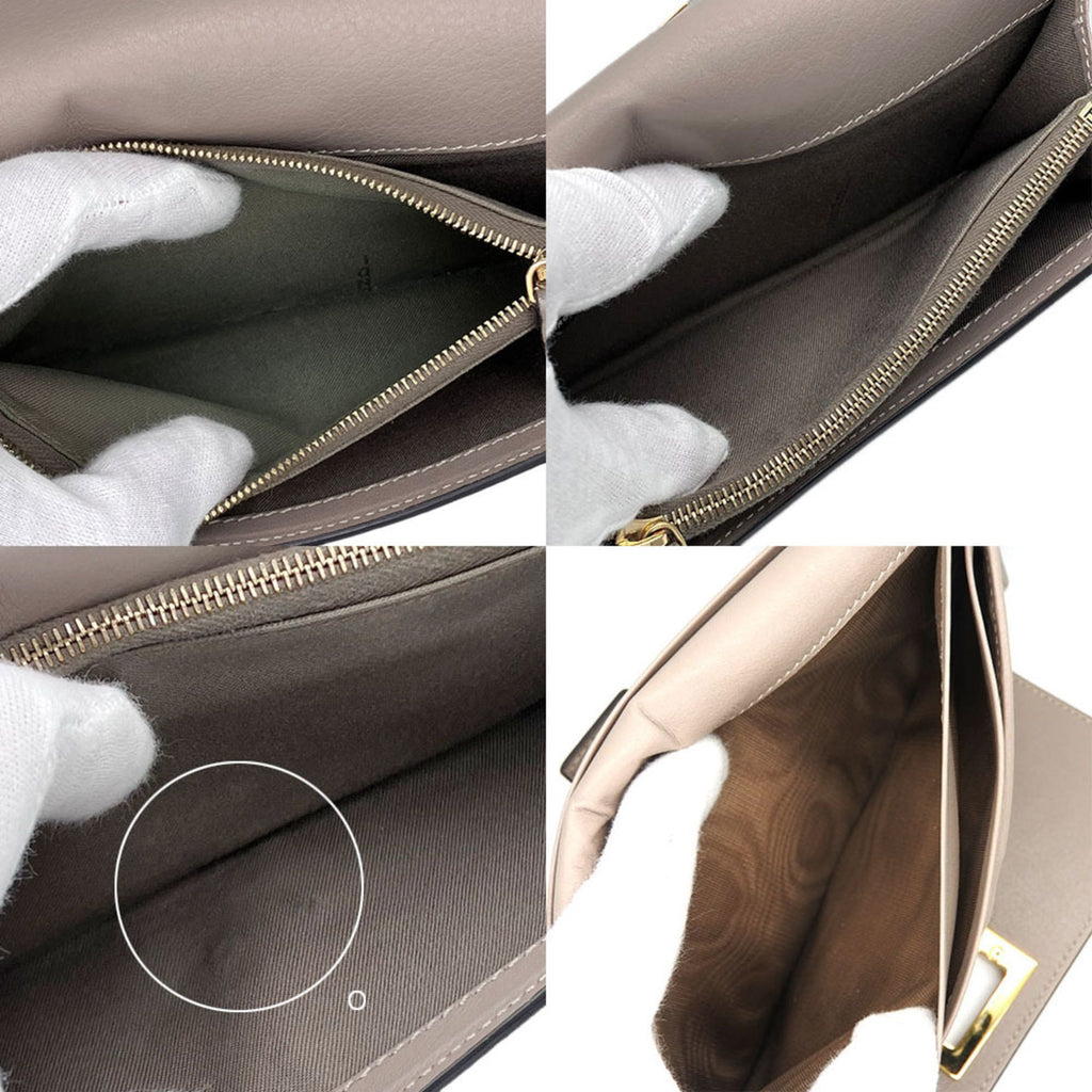 Fendi Beige Grayish Leather Wallet (Bi-Fold)