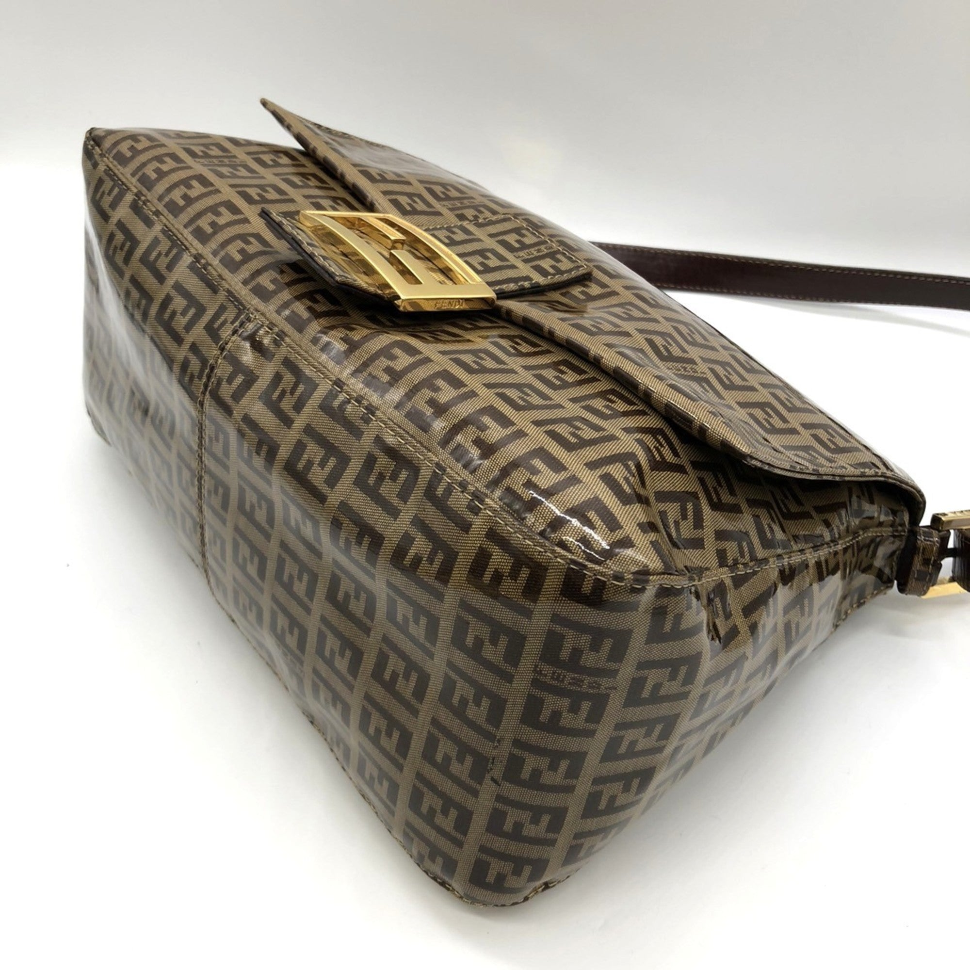 Fendi Zucchino Brown Nylon Shoulder Bag
