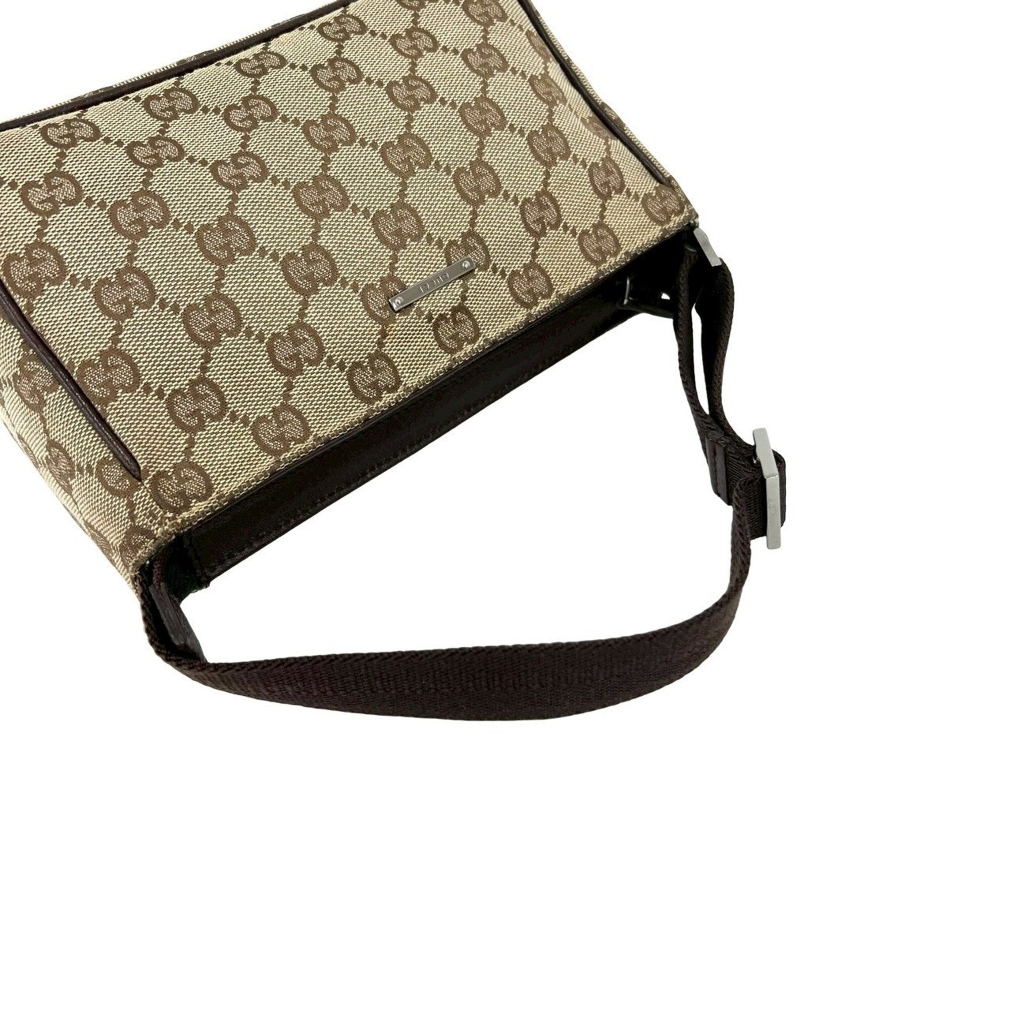 Gucci Brown Canvas Leather Handbag Pouch Shoulder Bag (Pre-Owned)