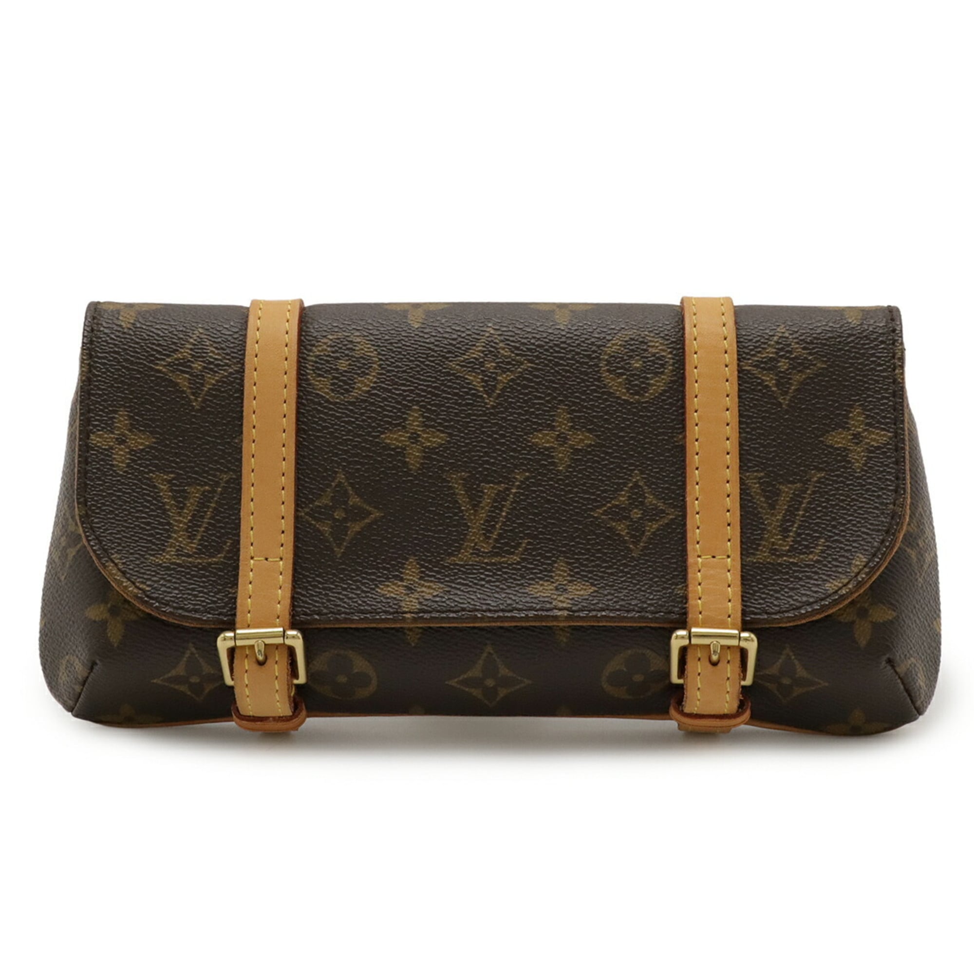 Louis Vuitton Brown Pvc Coated Canvas Clutch Bag Pochette Sling Bag