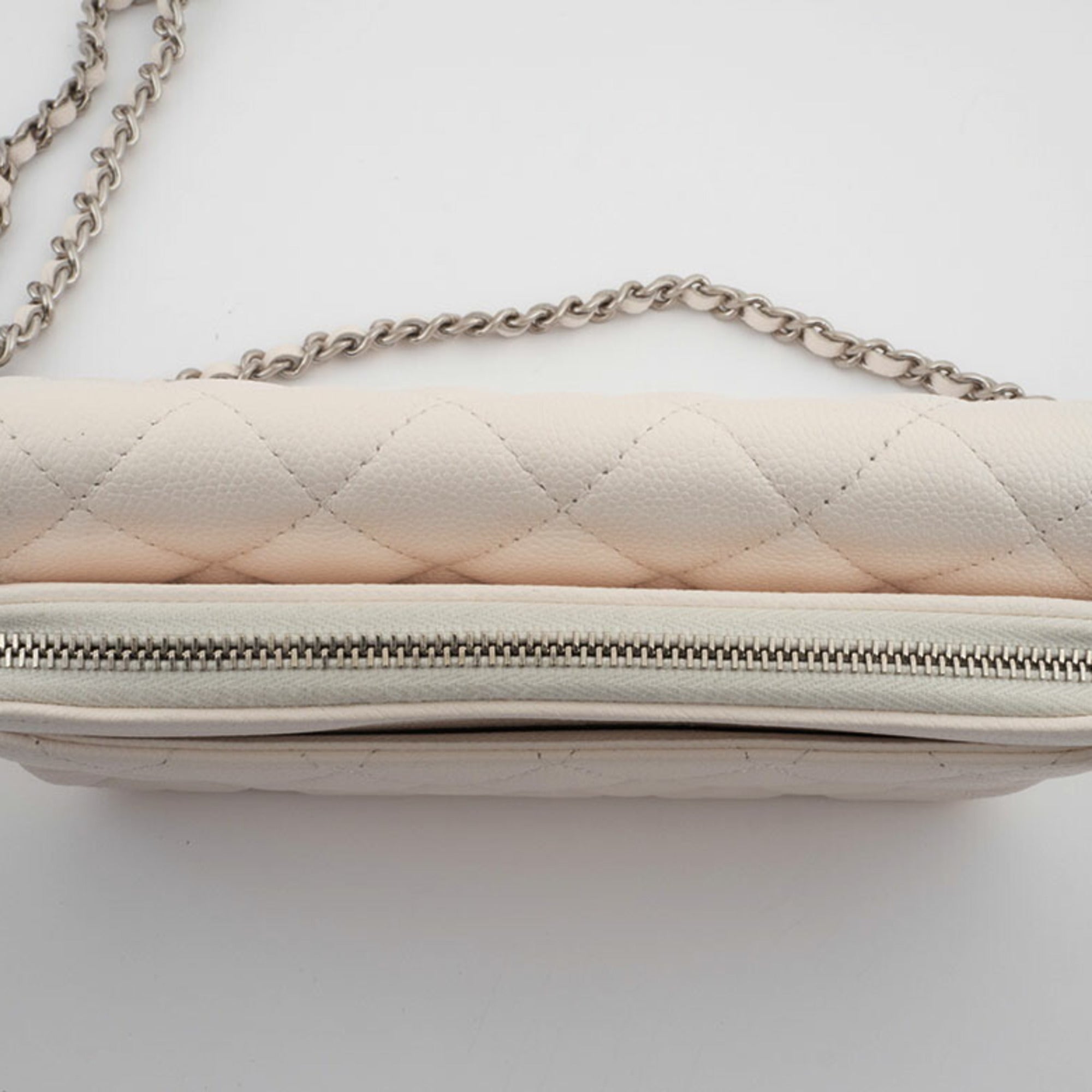 Chanel Matelasse White Caviar Leather Shoulder Bag