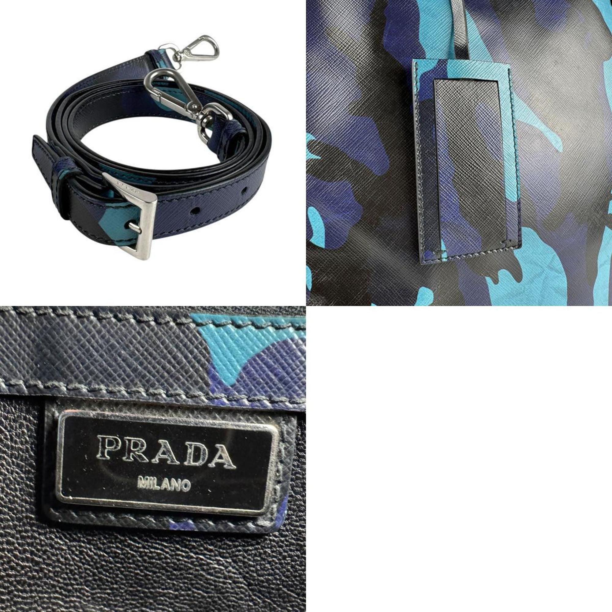 Prada Blue Leather Handbag Shoulder Bag