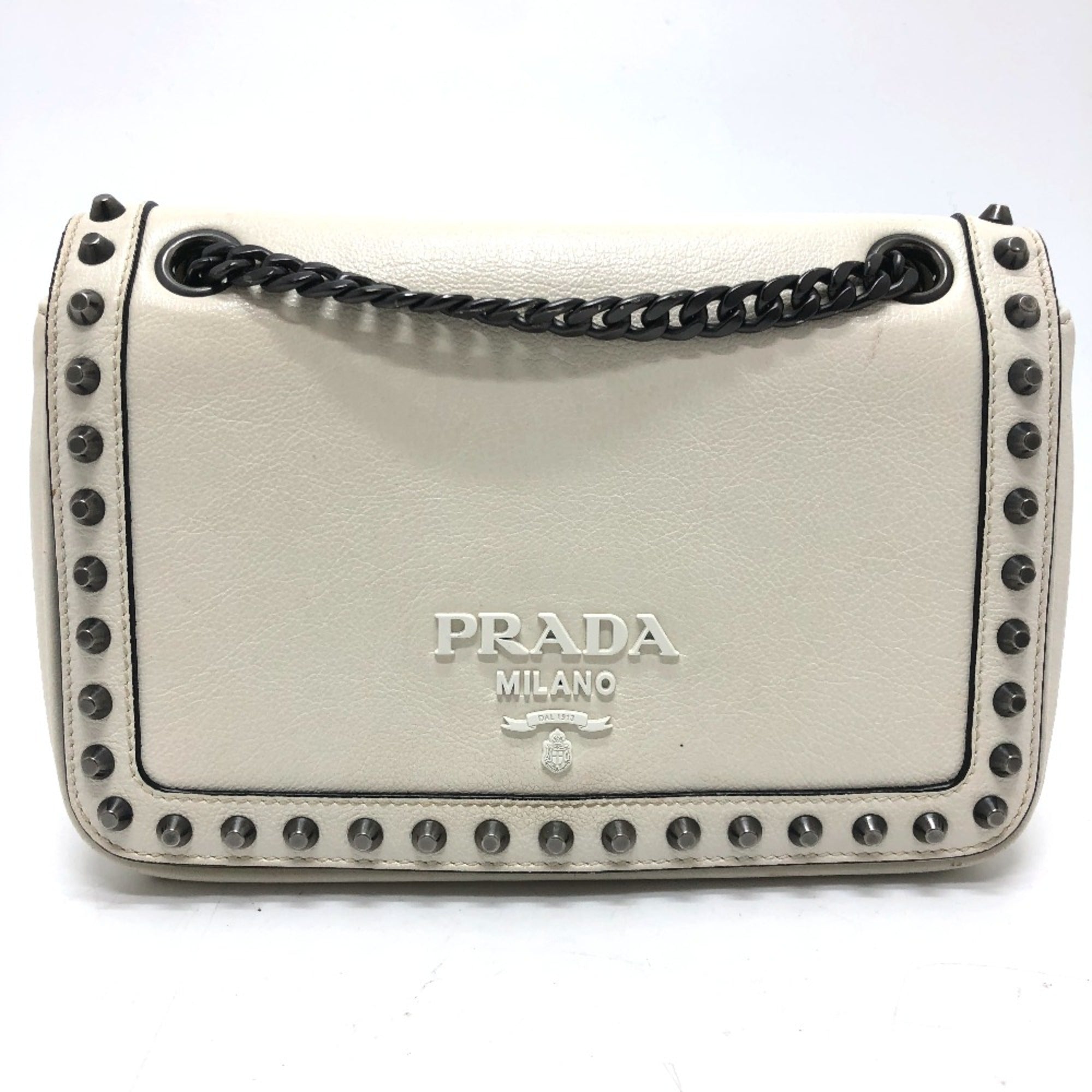 Prada White Leather Shoulder Bag