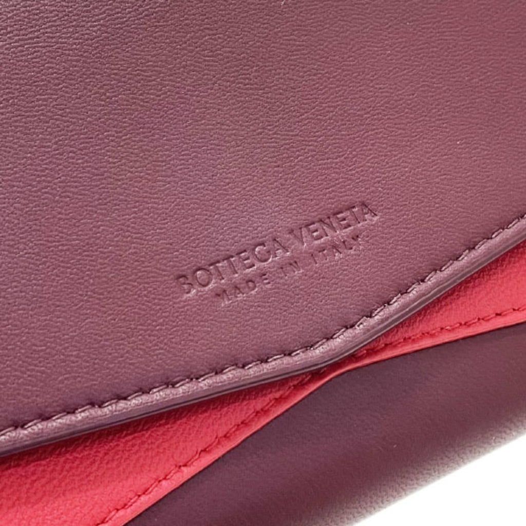 Bottega Veneta Bordeaux Red Color Leather Long Wallet (Bi-Fold)
