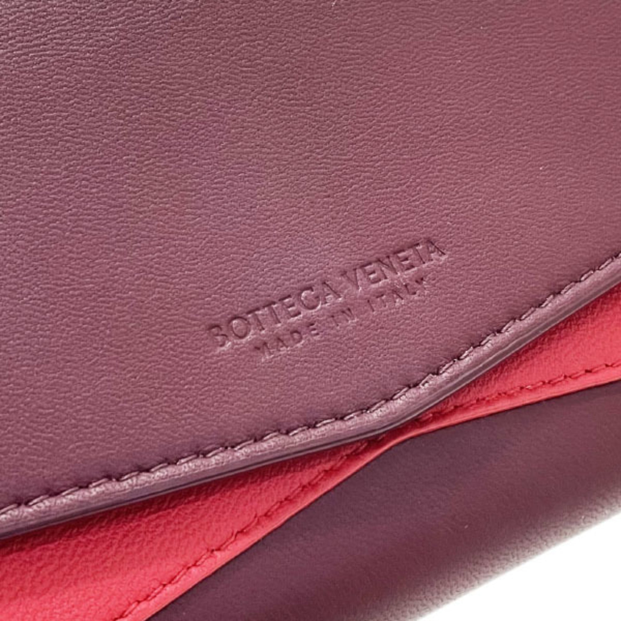 Bottega Veneta Bordeaux Red Color Leather Long Wallet (Bi-Fold)
