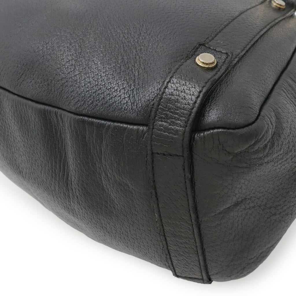 Gucci Abbey Black Leather Shoulder Bag Tote Bag (Pre-Owned)