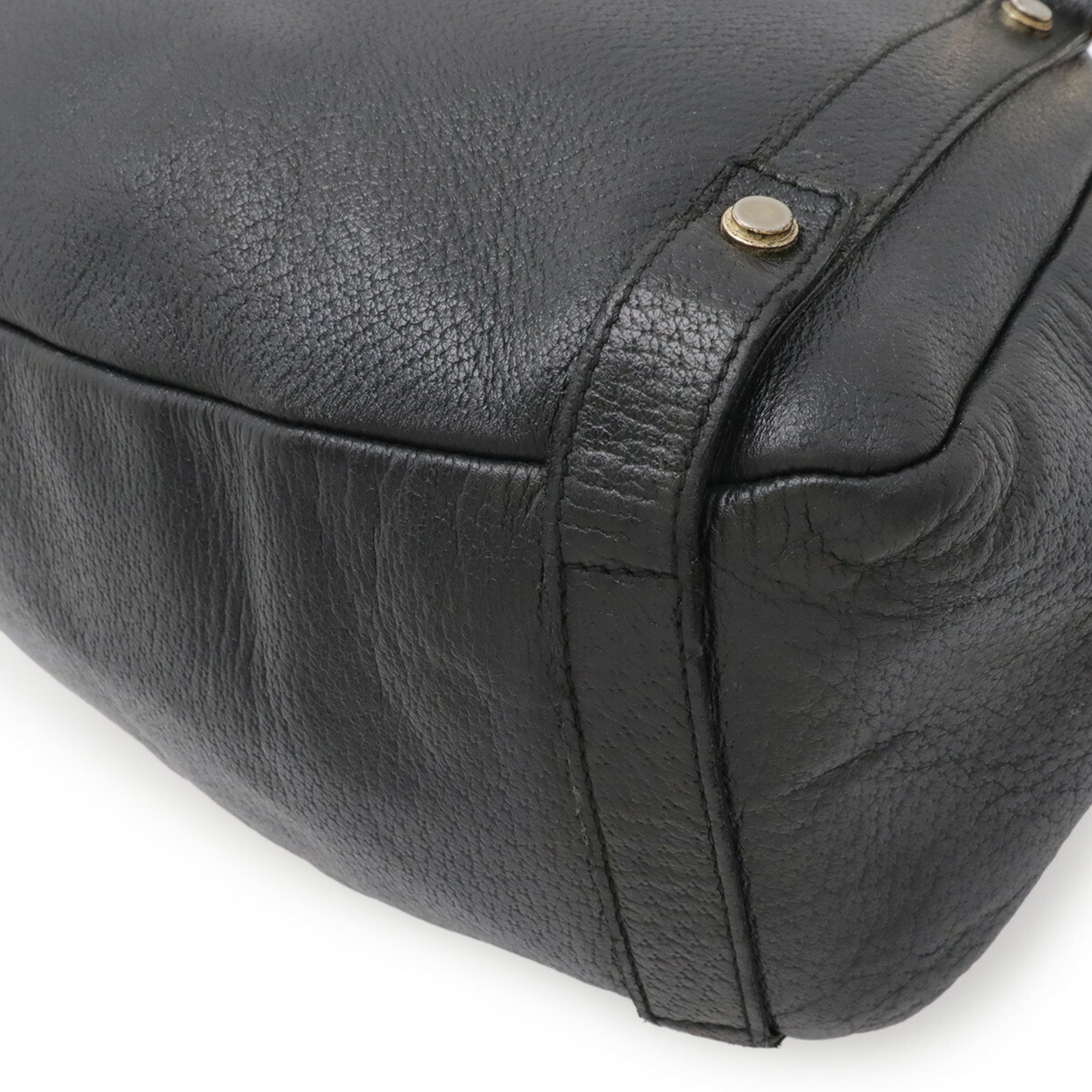 Gucci Abbey Black Leather Shoulder Bag Tote Bag (Pre-Owned)