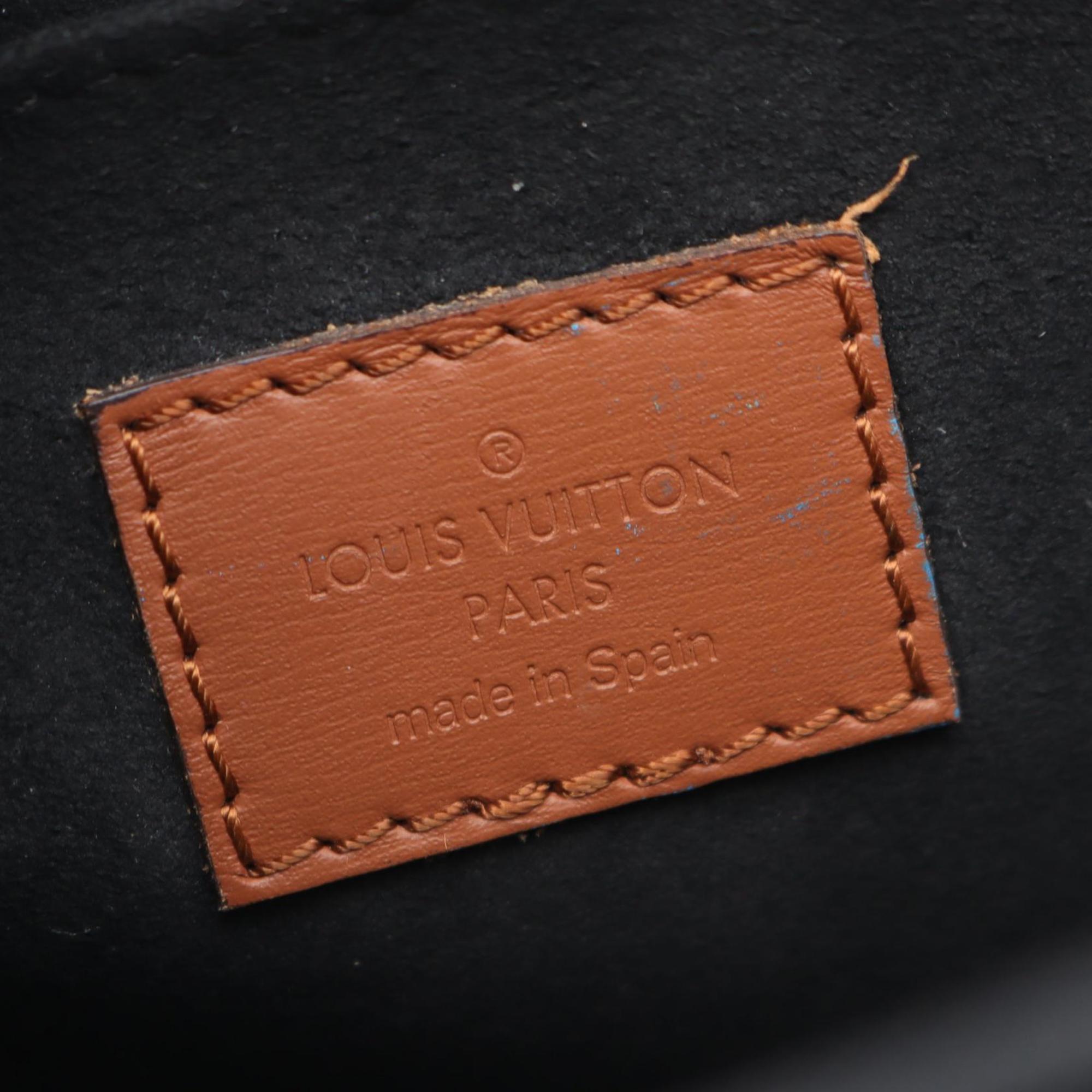 Louis Vuitton Beige Brown Coated Canvas Leather Shoulder Bag