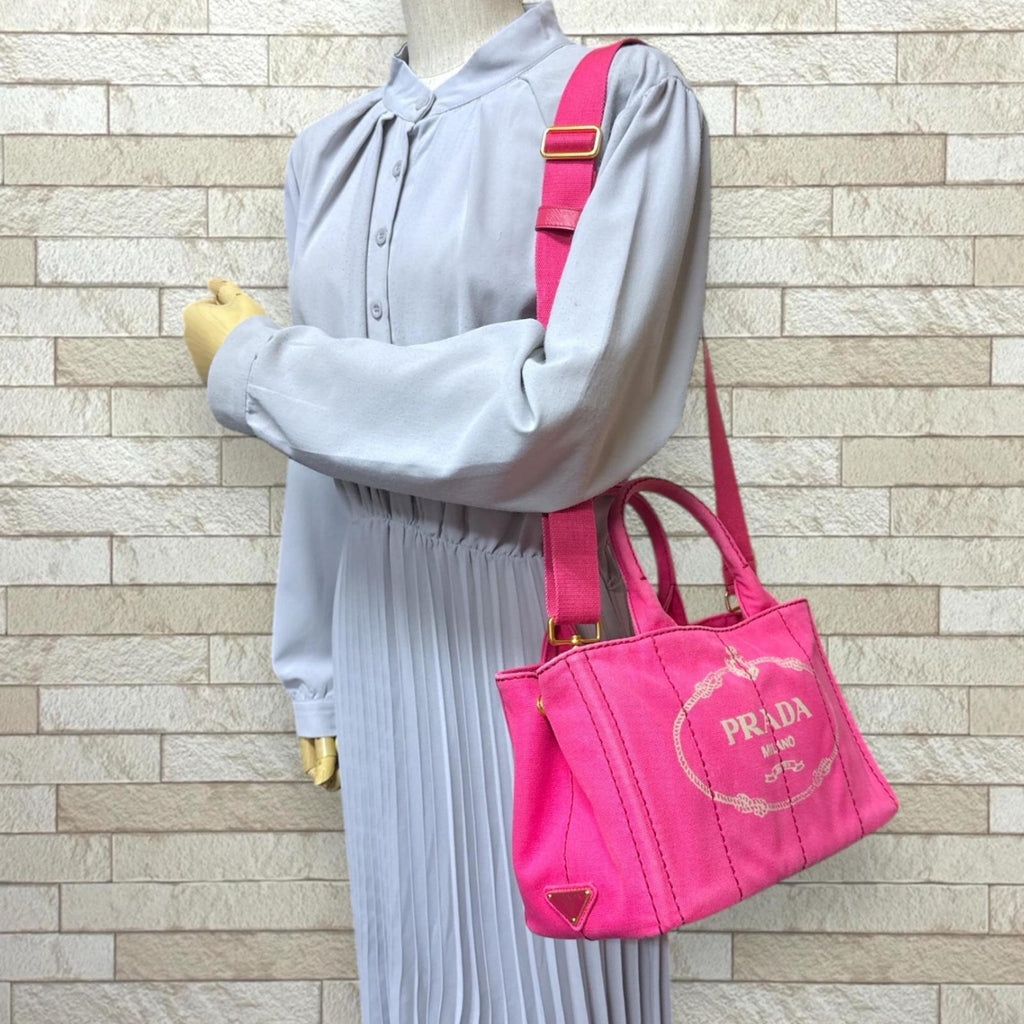 Prada Pink Canvas Shoulder Bag