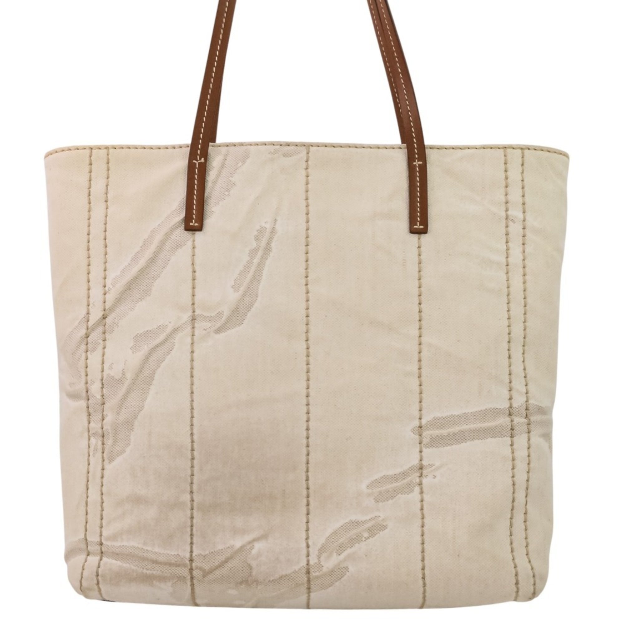 Prada Brown Off-White Coated Canvas Tote Bag