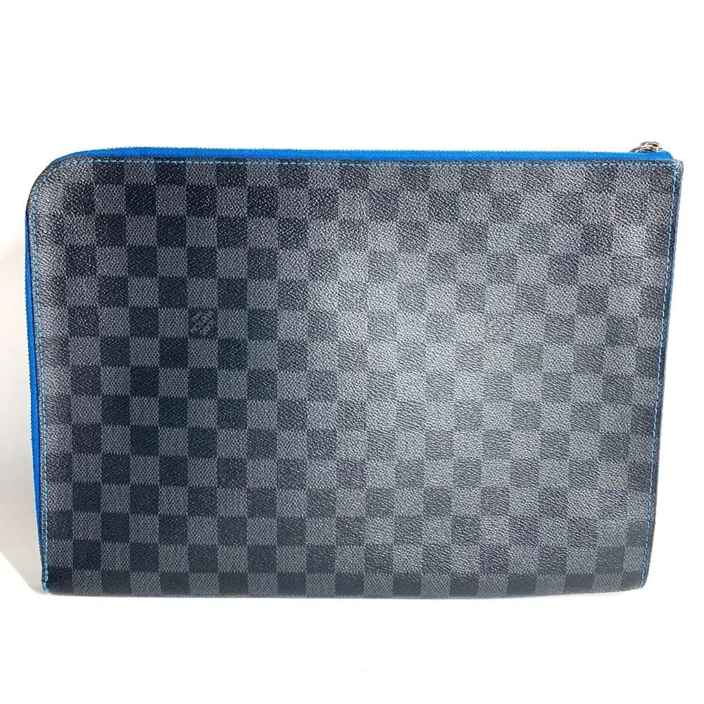 Louis Vuitton Black Blue Damier Graphite Clutch Bag Pochette Pouch