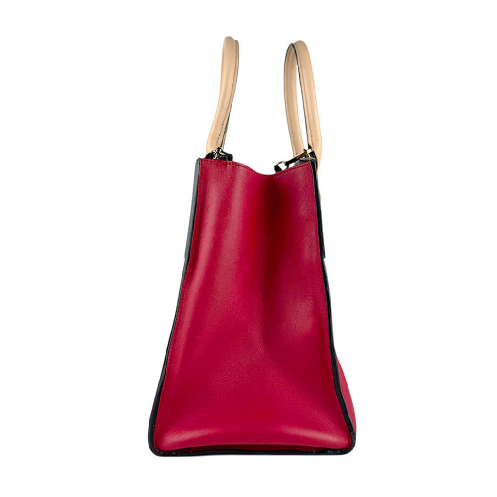 Louis Vuitton Beige Black Red Color Leather Handbag Shoulder Bag
