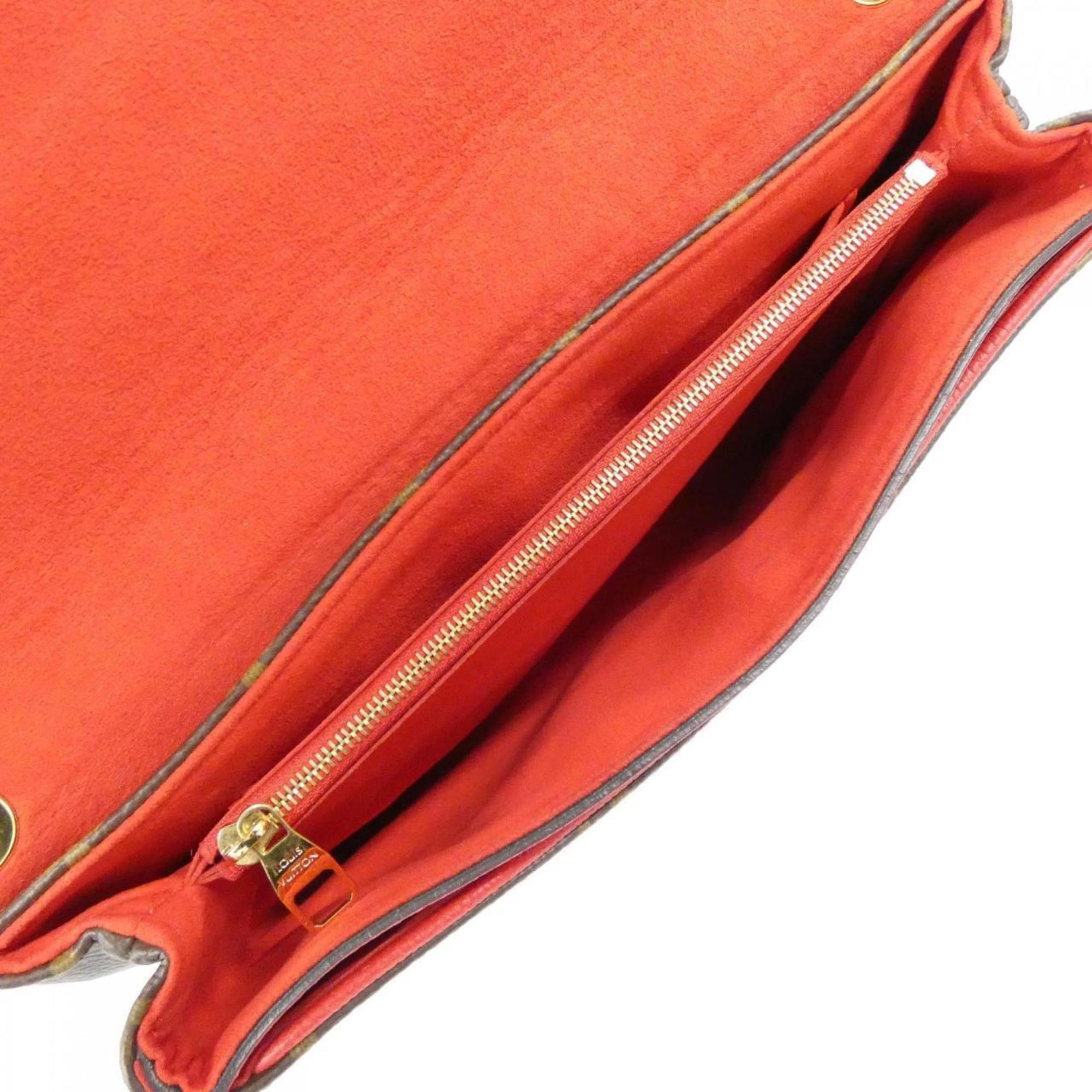 Louis Vuitton Cerise Marron Coated Canvas Leather Shoulder Bag