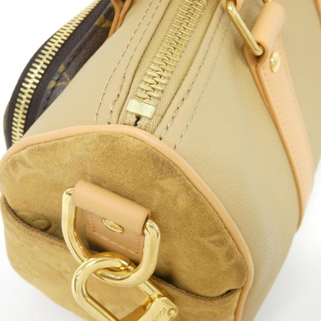 Louis Vuitton Beige Coated Canvas Leather Boston Bag