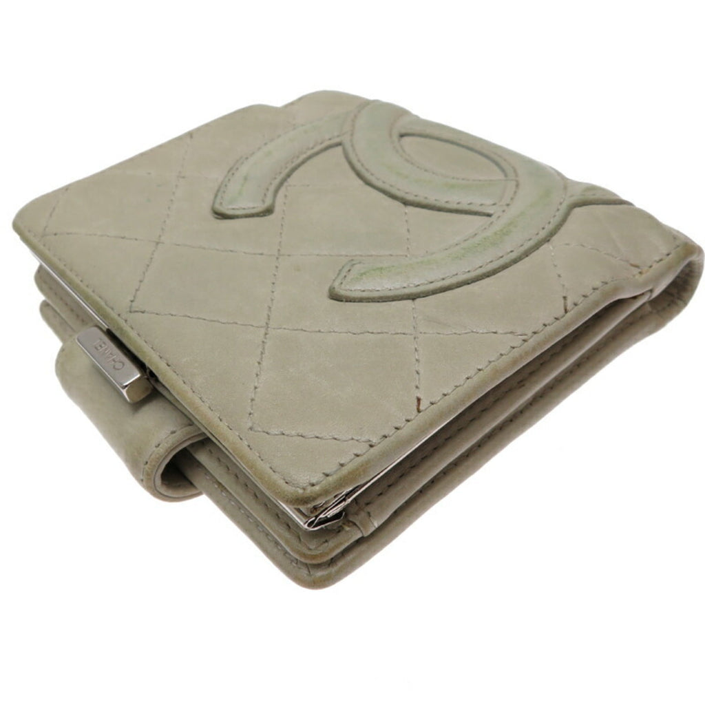 Chanel Gray Leather Wallet (Bi-Fold)