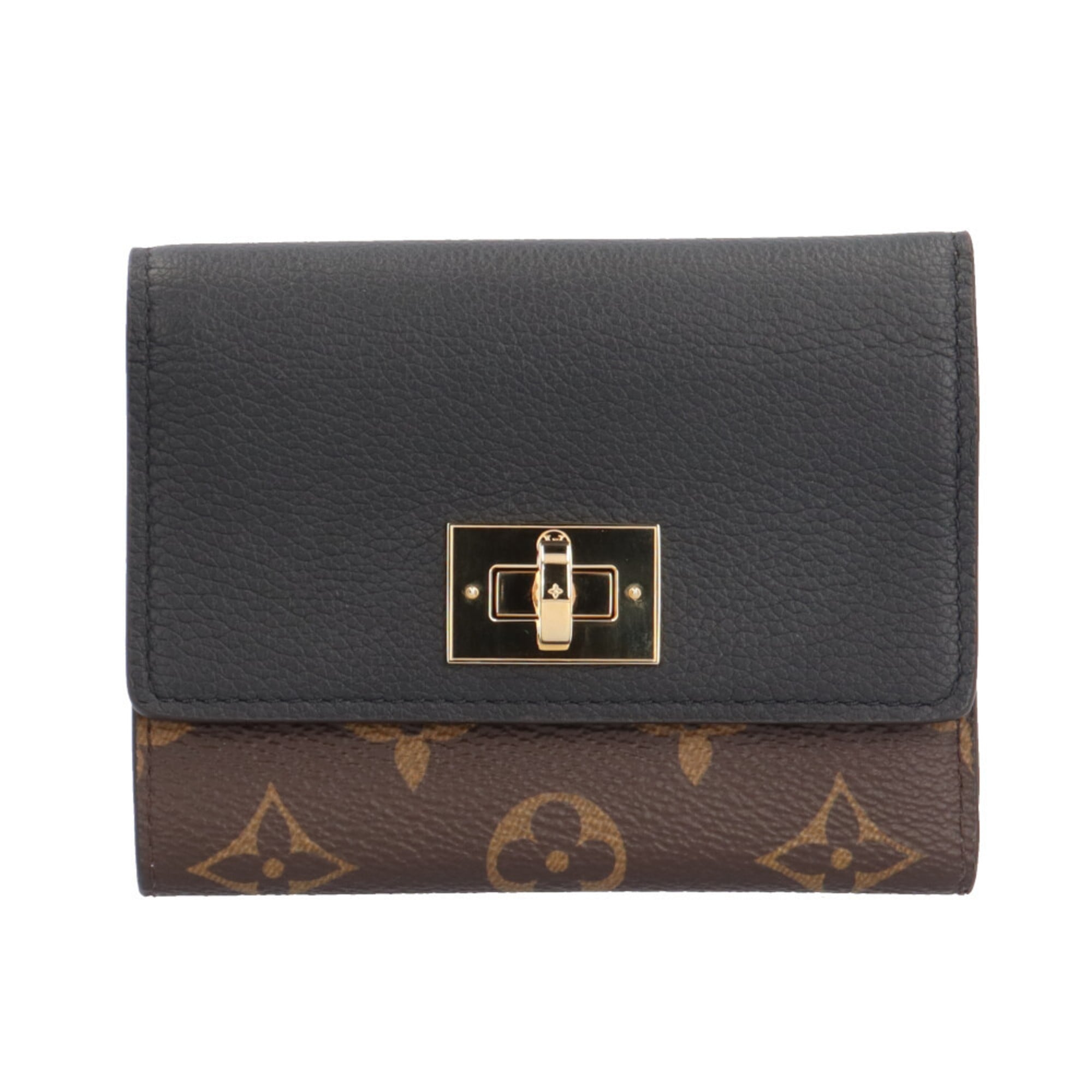 Louis Vuitton Black Brown Monogram Wallet (Tri-Fold)