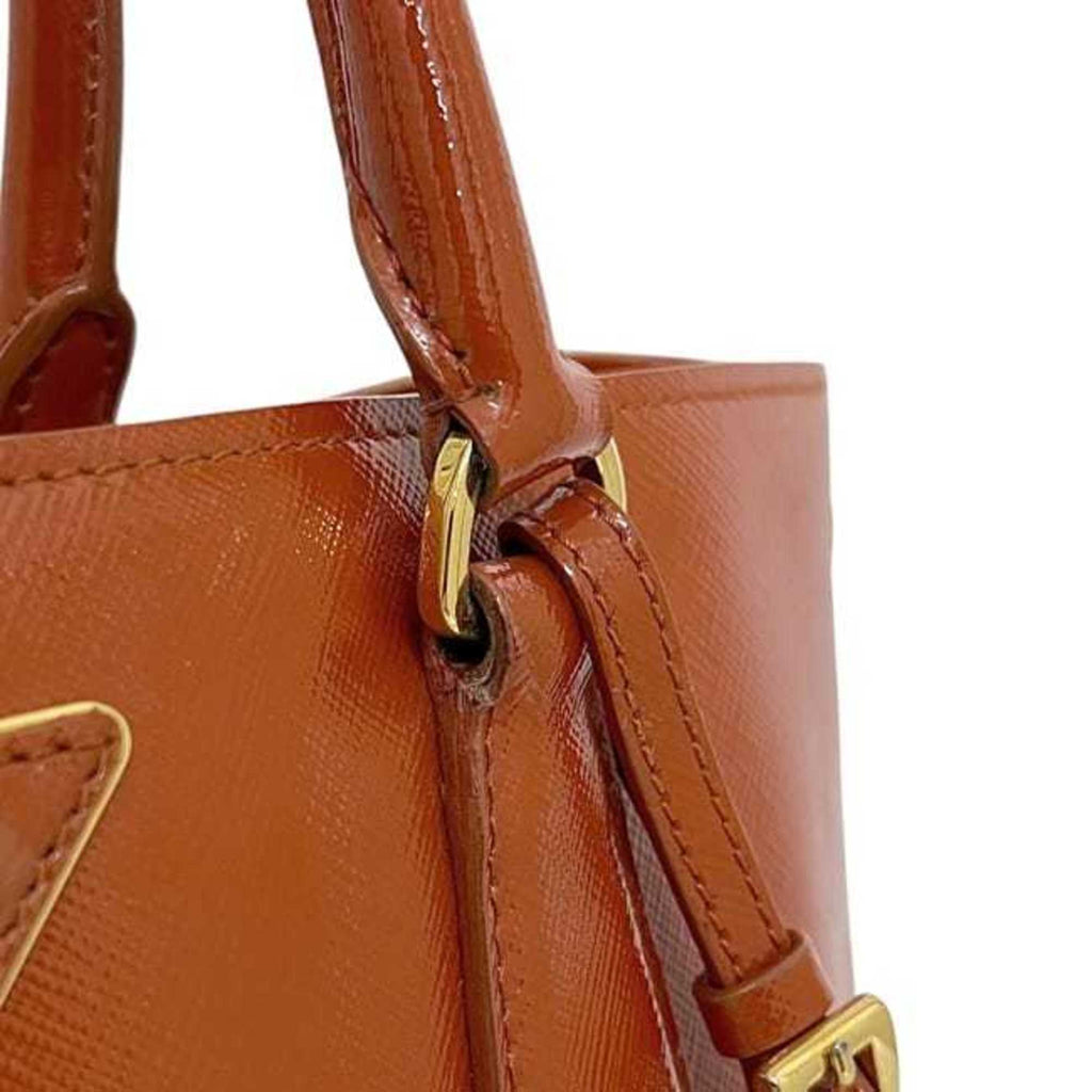 Prada Orange Patent Leather Leather Handbag Tote Bag