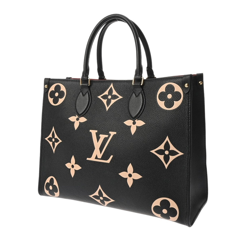 Louis Vuitton Beige Black Leather Handbag