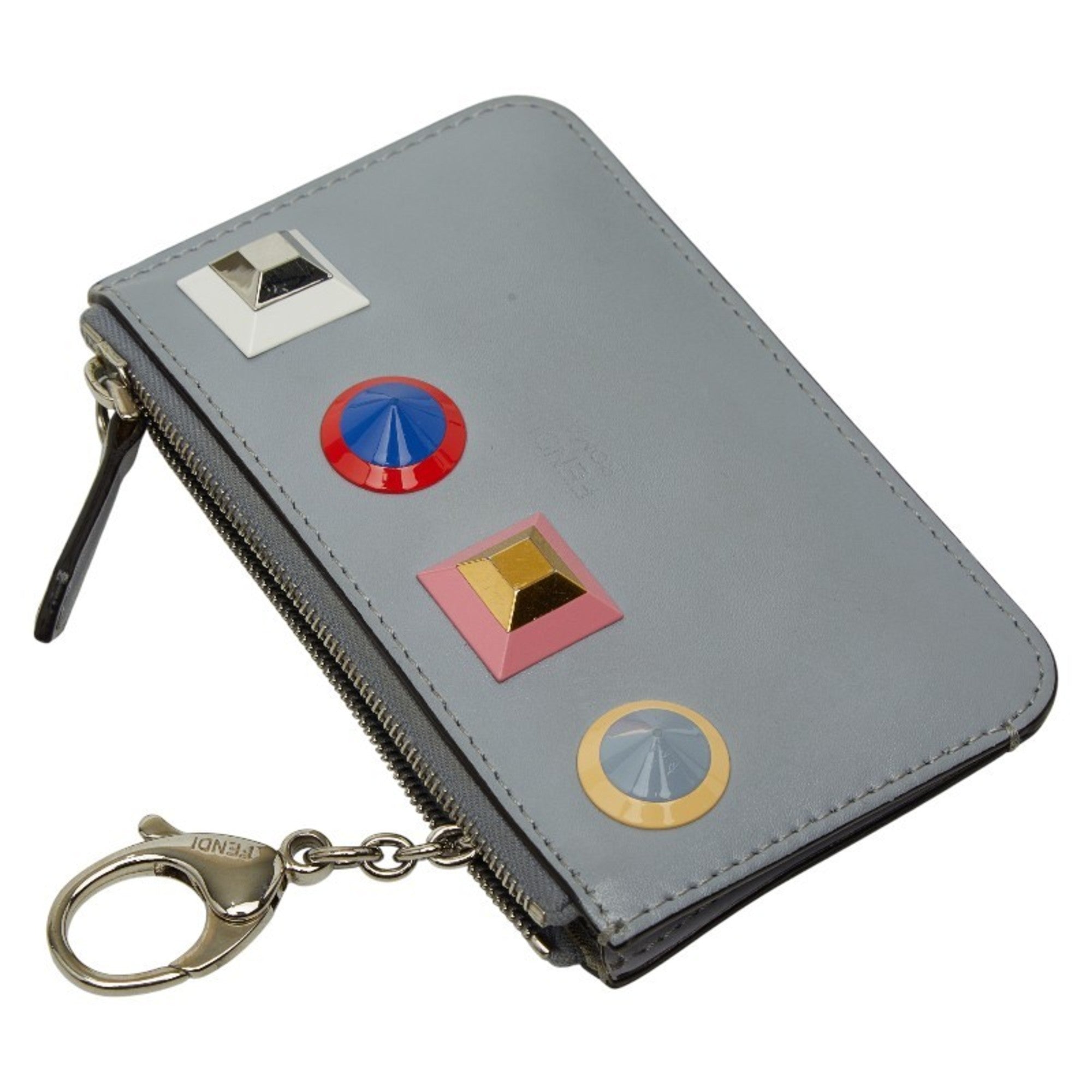 Fendi Gray Multi-Color Leather Coin Purse/Coin Case