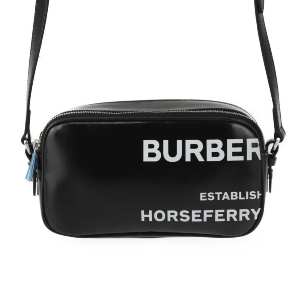 Burberry Black White Coated Canvas Leather Pochette Pouch Shoulder Bag