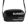 Burberry Black White Coated Canvas Leather Pochette Pouch Shoulder Bag