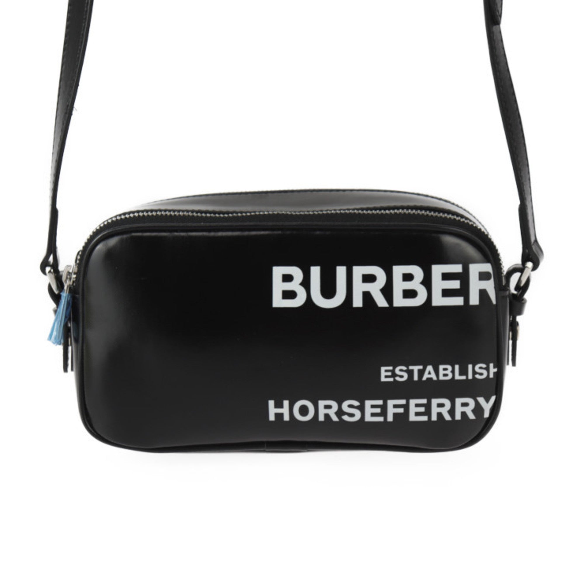 Burberry Black White Coated Canvas Leather Pochette Pouch Shoulder Bag