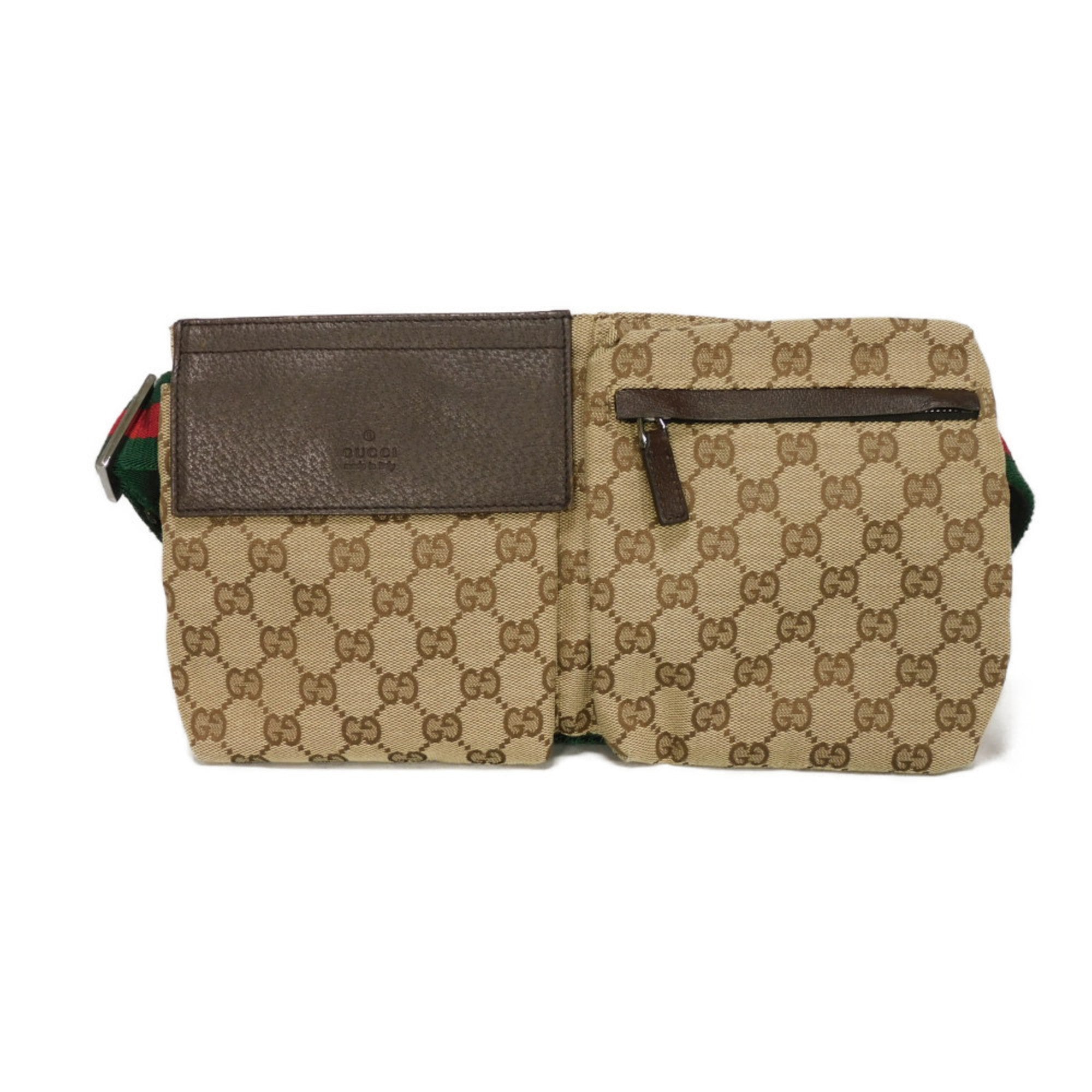 Gucci Beige Gg Canvas Leather Fanny Pack Shoulder Bag Sling Bag (Pre-Owned)