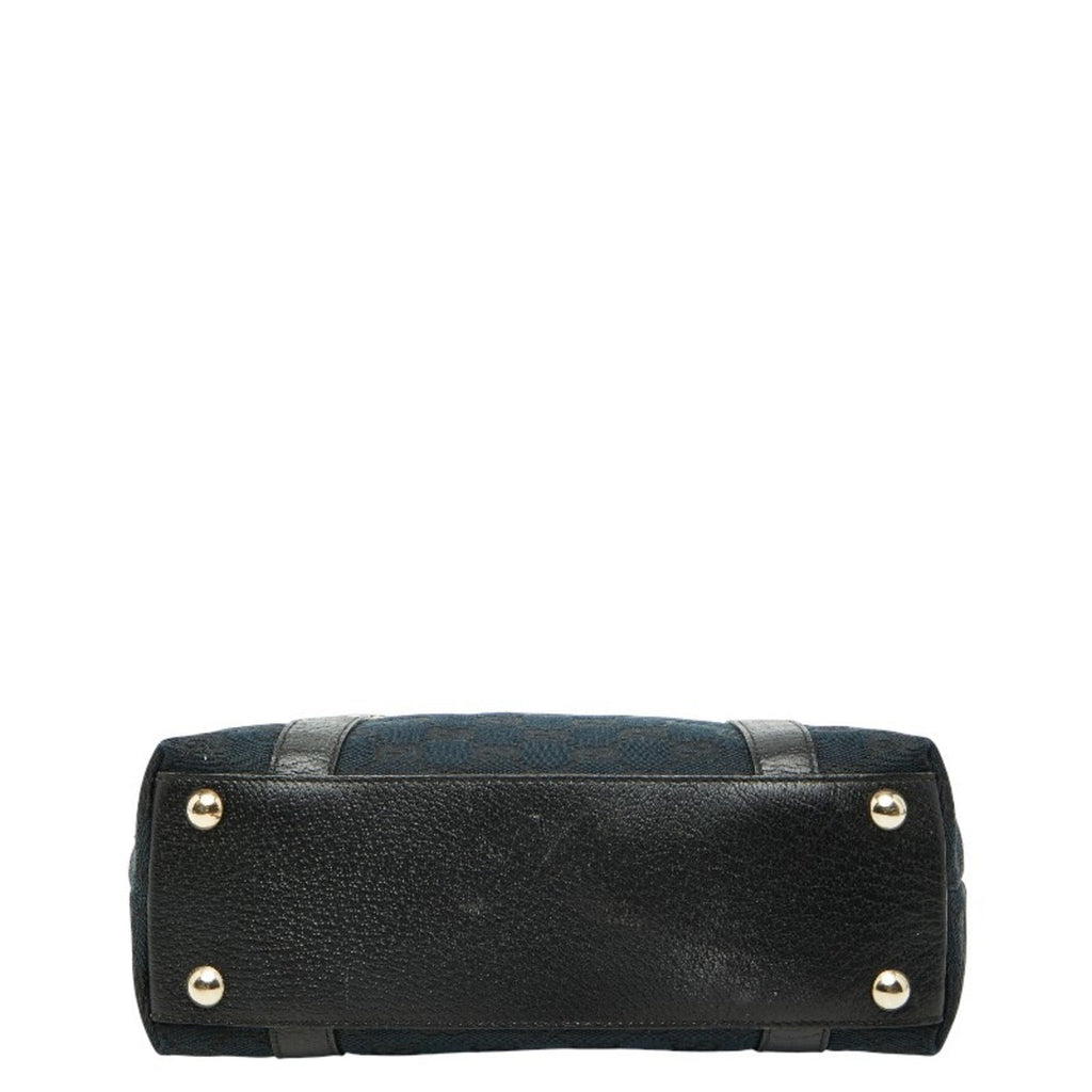 Gucci Abbey Black Gg Canvas Leather Handbag (Pre-Owned)