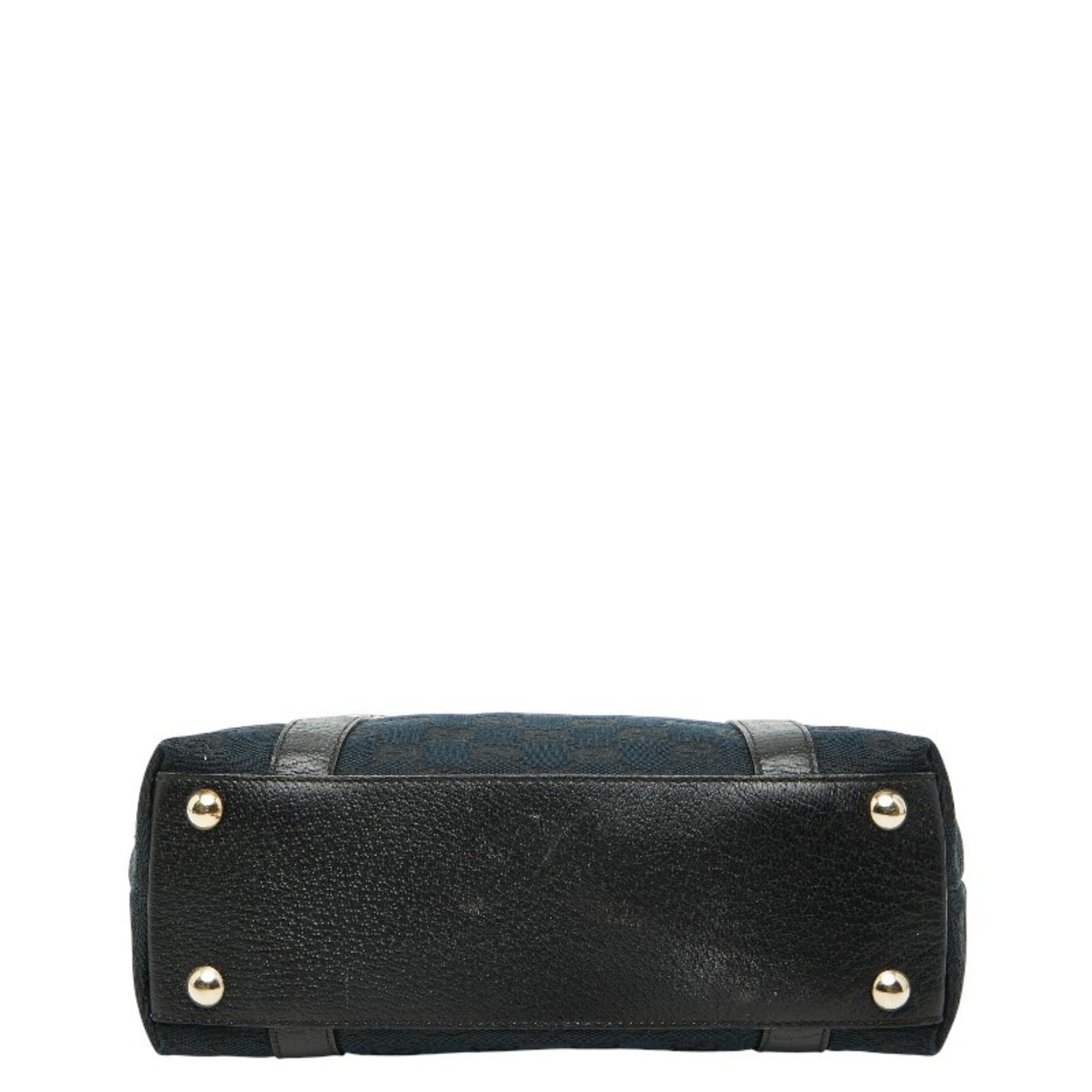 Gucci Abbey Black Gg Canvas Leather Handbag (Pre-Owned)
