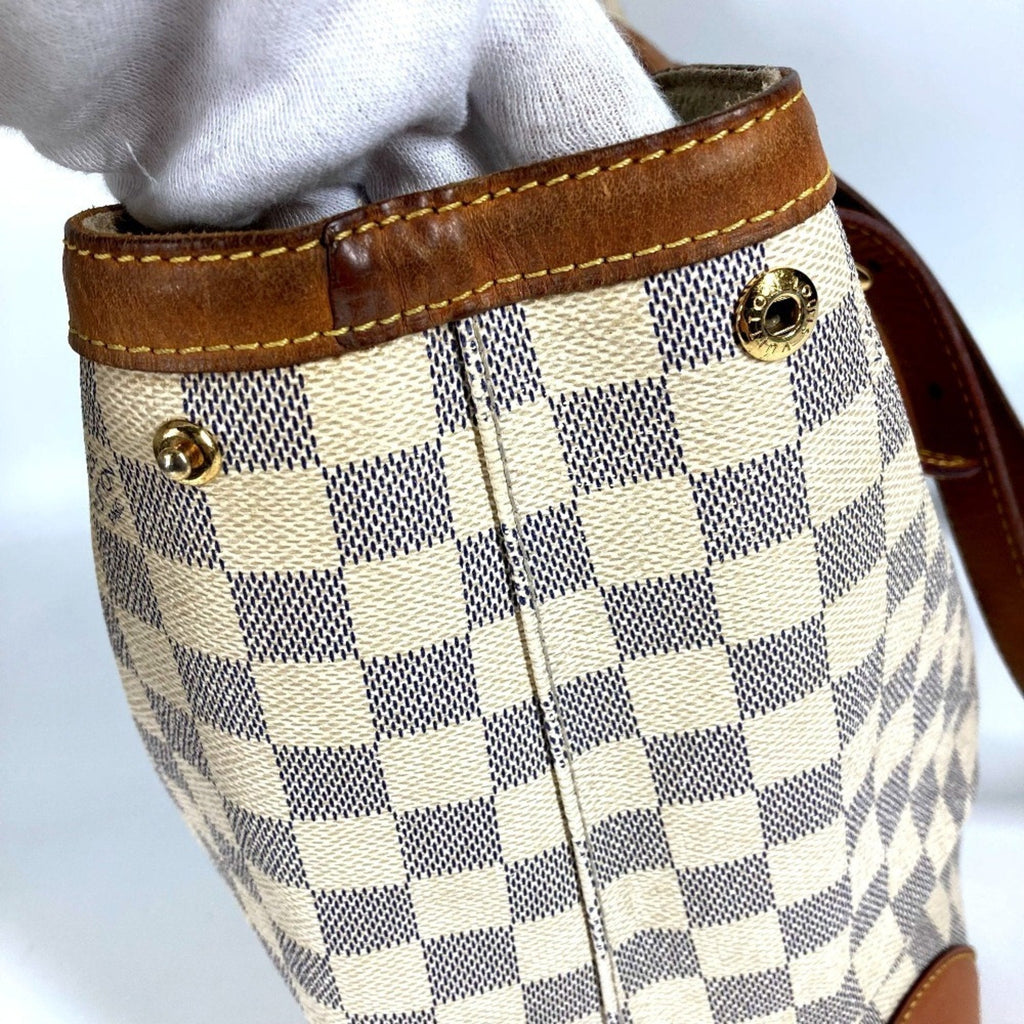 Louis Vuitton White Yellow Damier Azur Shoulder Bag Tote Bag