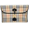 Burberry Beige Canvas Leather Clutch Bag