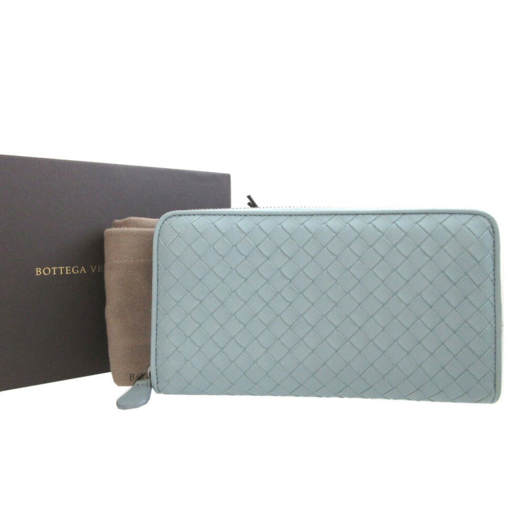 Bottega Veneta Light Blue Leather Long Wallet (Bi-Fold)