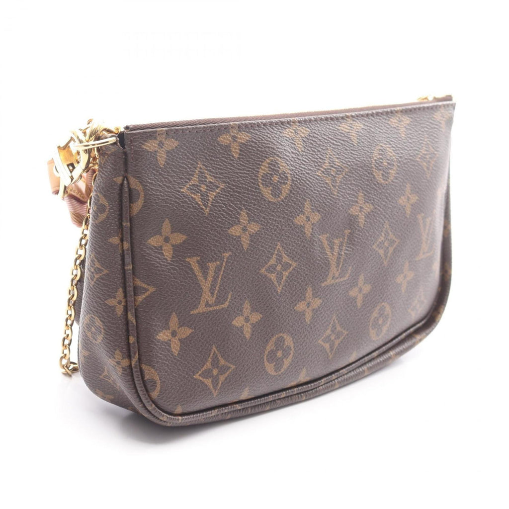 Louis Vuitton Brown Pink Rose Clair Coated Canvas Leather Pochette Shoulder Bag