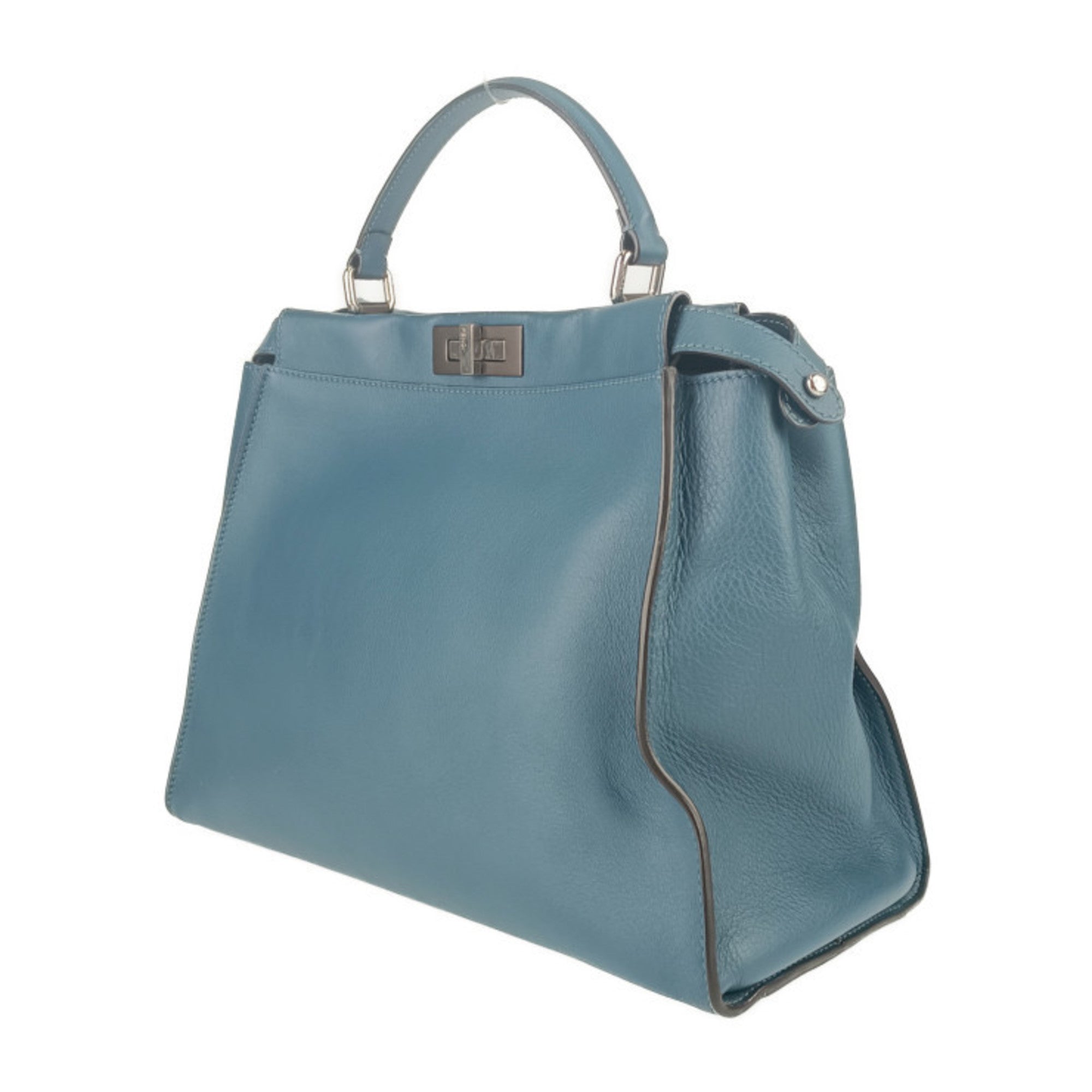 Fendi Peekaboo Blue Leather Handbag Shoulder Bag Tote Bag