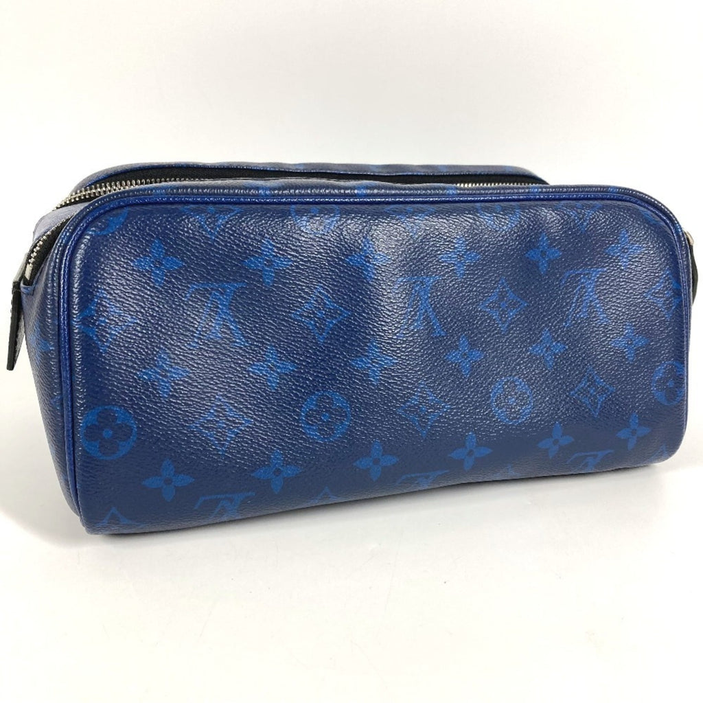 Louis Vuitton Blue Taiga Leather Monogram Canvas Leather Clutch Bag Handbag Pouch