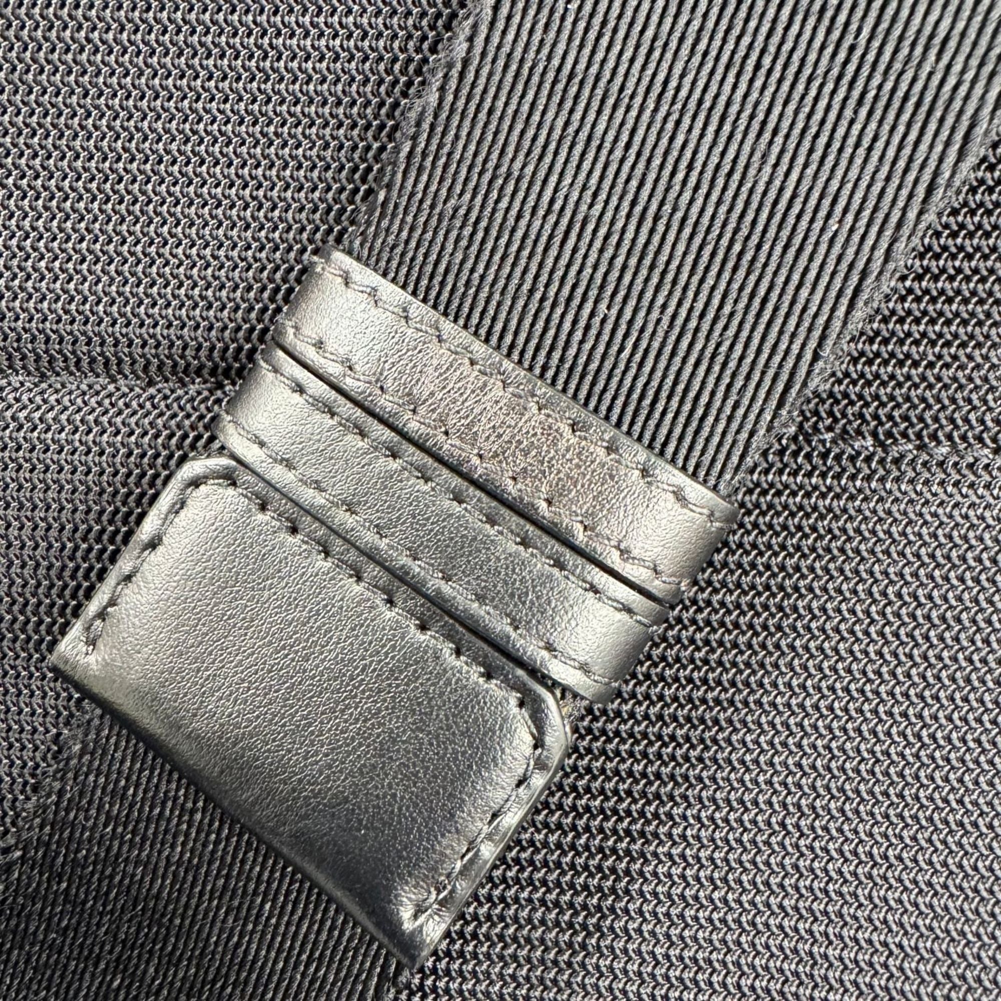 Burberry Metallic Silver Canvas Leather Shoulder Bag Sling Bag