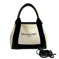 Balenciaga Black Ivory Canvas Leather Handbag Pouch Shoulder