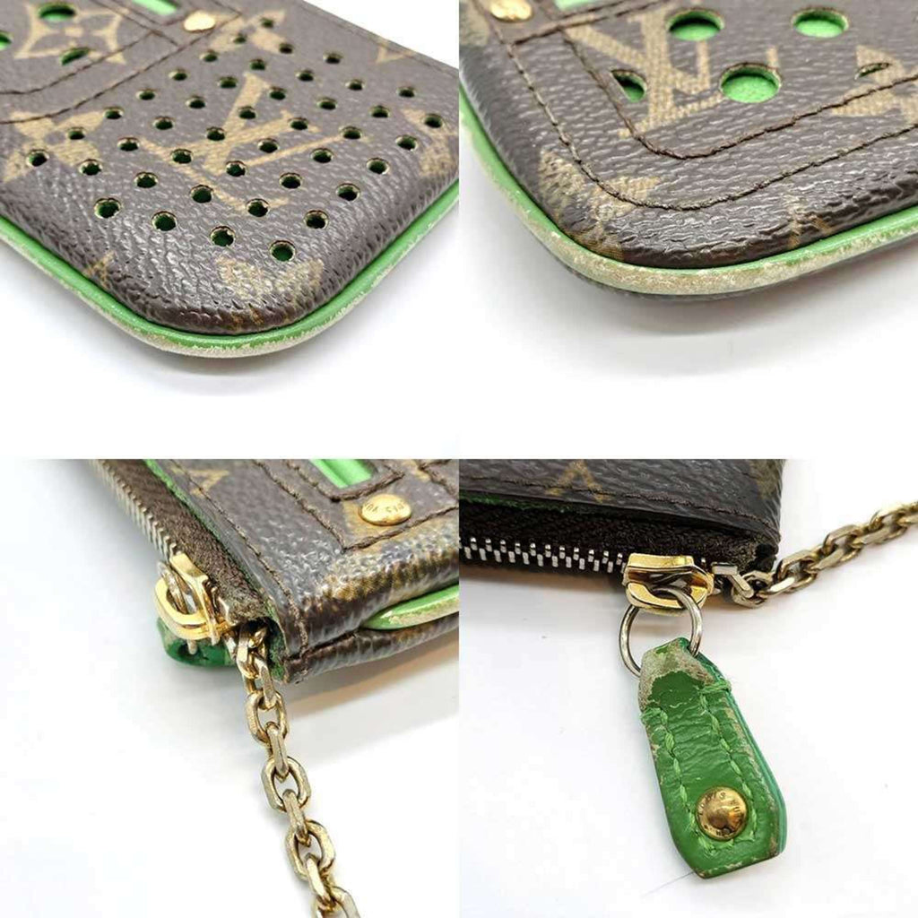 Louis Vuitton Brown Green Vert Monogram Perforated Coin Purse/Coin Case