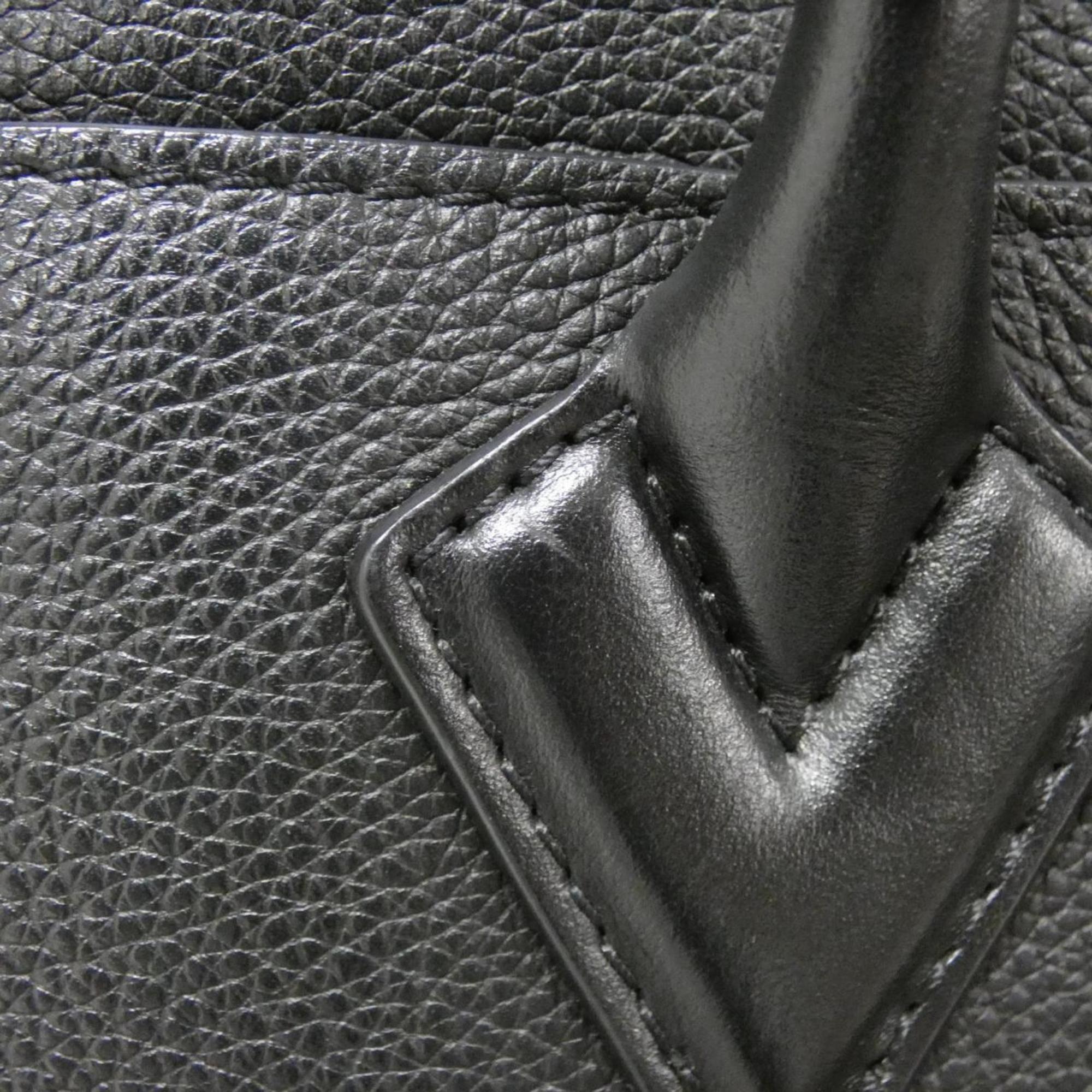 Louis Vuitton Black Leather Coated Canvas Handbag