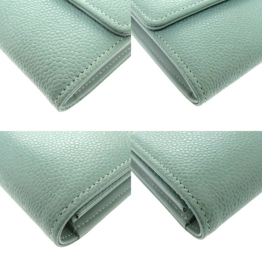 Chanel Green Grained Calfskin Long Wallet (Bi-Fold)
