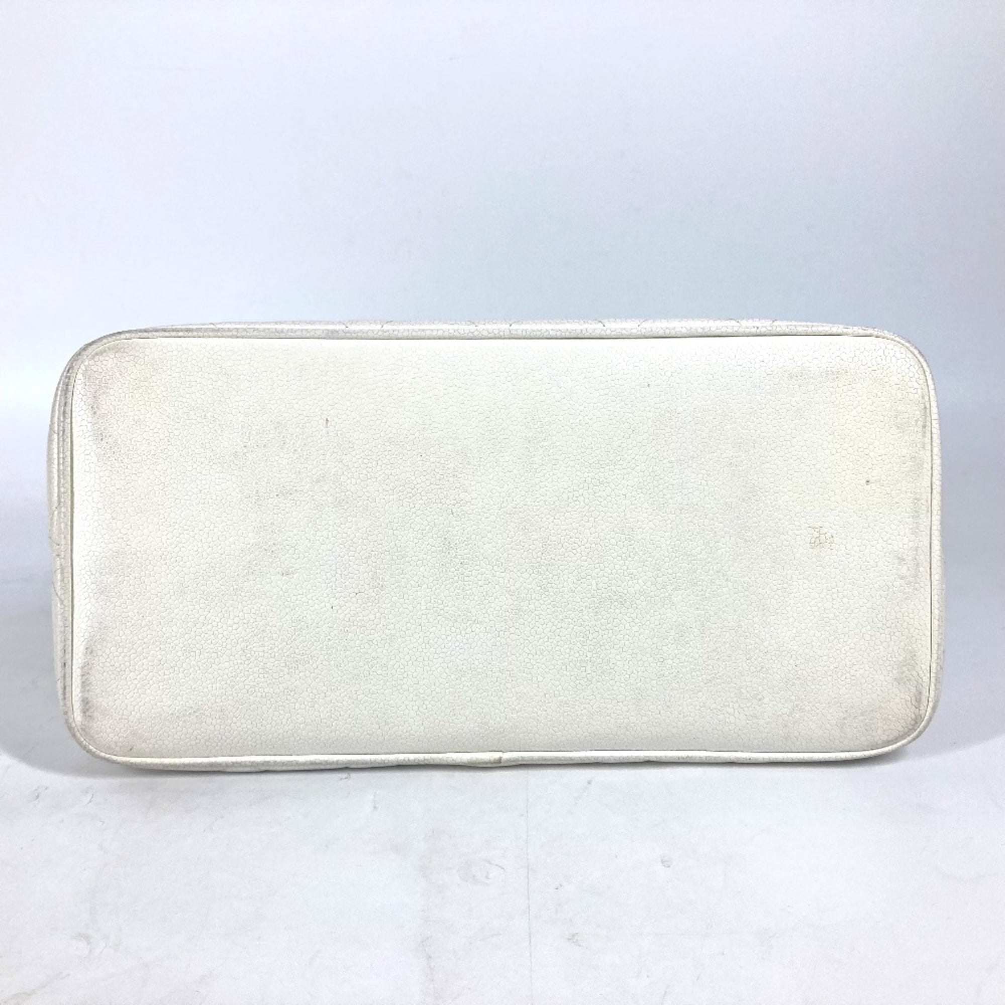 Chanel White Caviar Leather Shoulder Bag Tote Bag