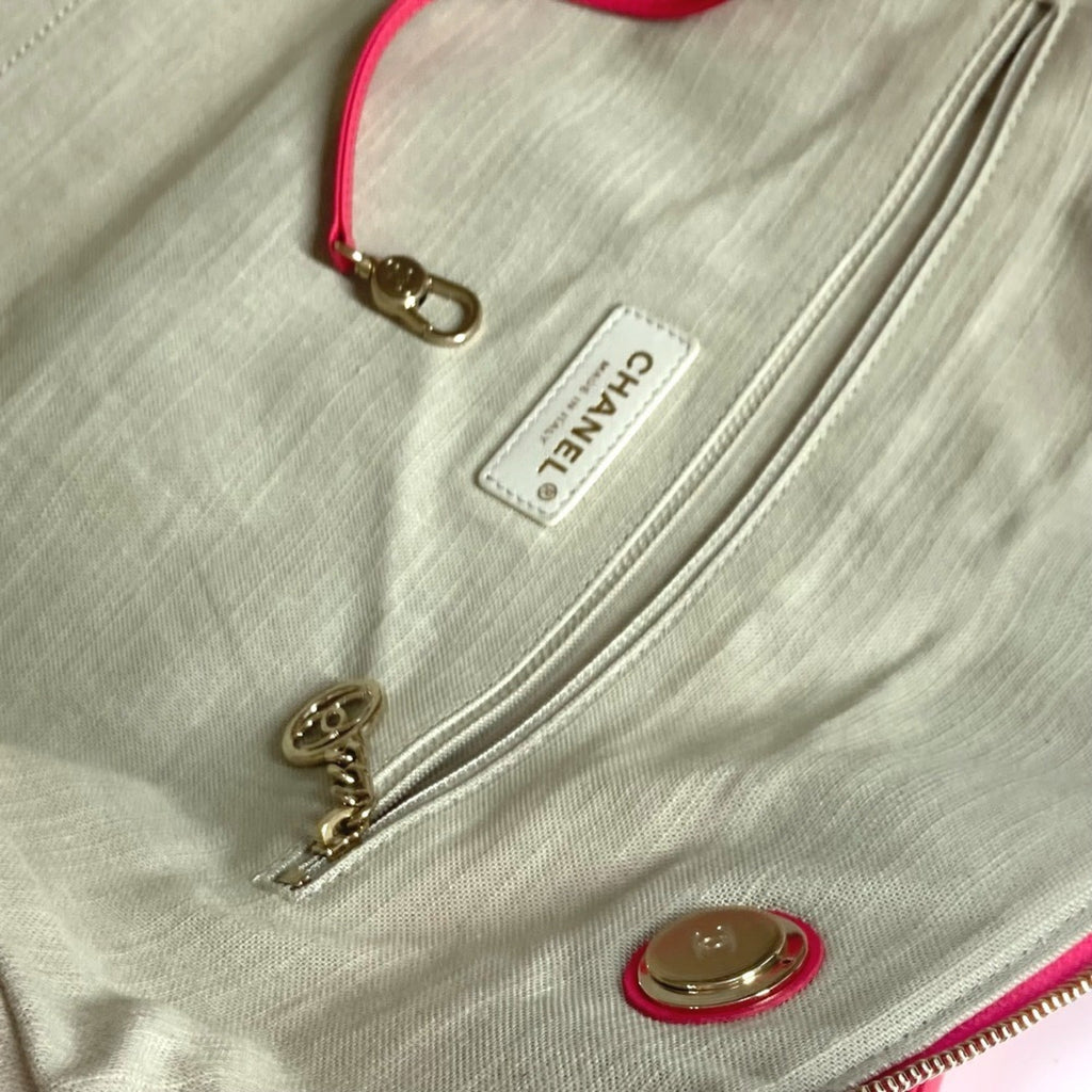 Chanel Pink Canvas Boston Bag Handbag Shoulder Bag