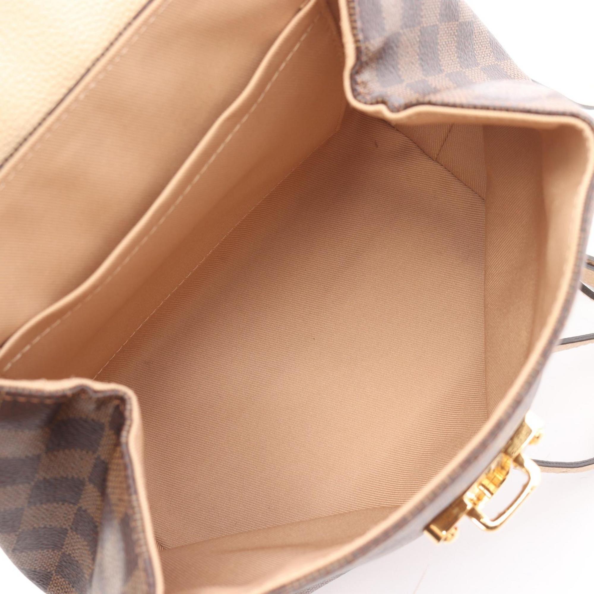Louis Vuitton Beige Brown Cream Coated Canvas Leather Backpack